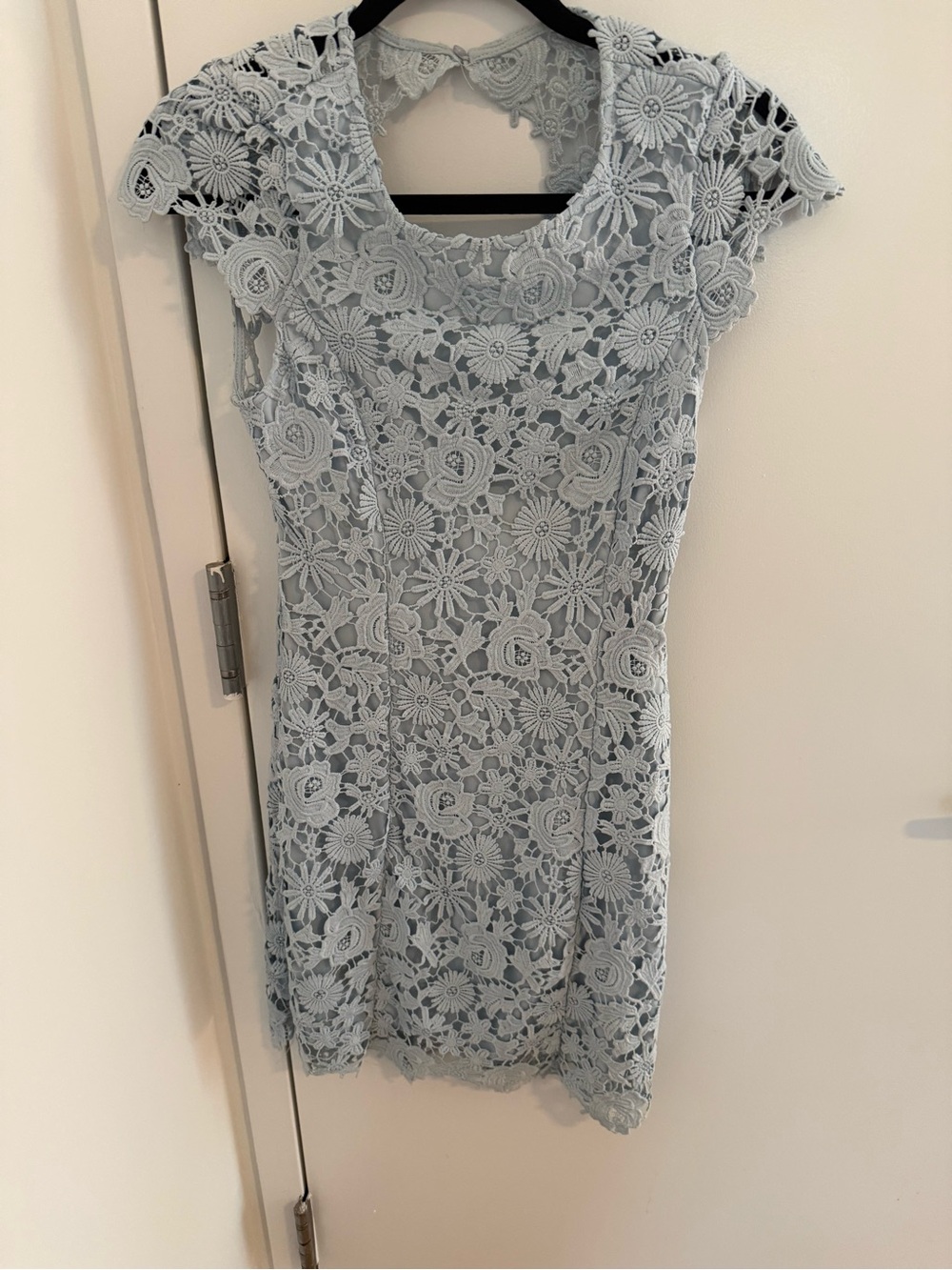 Lulu's Pale Blue Floral Lace Mini Dress